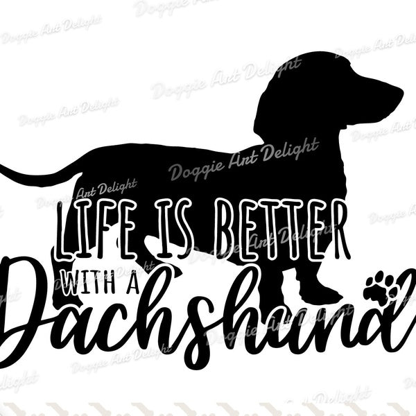 2pcs, Life Is Better With a Dachshund Vinyl Decal Sticker