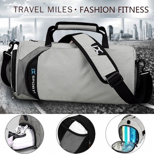 Nylon Sport Gym Bag Waterproof Duffel Bag with Shoe Compartment and Wet Pocket Sport Bag Men and Women Carrying Fitness Handbag Workout Sports Traini