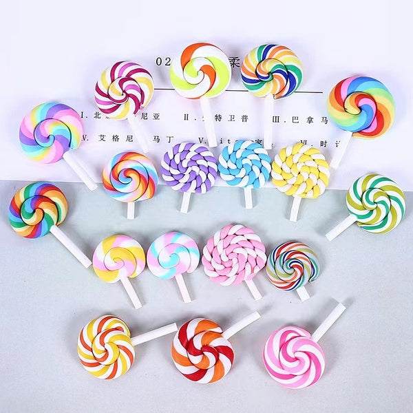 20PCS Resin Candy Charms Blessing Bag Accessories DIY SLIME Filling Cream Gel Mobile Phone Shell Lollipop Pack Candy Charm