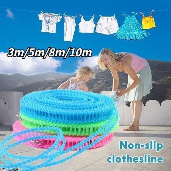 Portable Anti-skid Windproof Clothesline Fence-type Clothesline Quilt Airing Rope Drying Quilt Rope Outdoor Travel Household(3-5-8-10m)