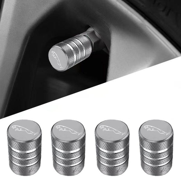 Jaguar XF XE XJ F-Pace X-Type S-Type F-Type E-Pace I-PACE XK XL XXL 4-Pcs Tire Valve Cap Gray Stem Caps Wheel Tyre Rim Stem Covers Dustproof Waterpro