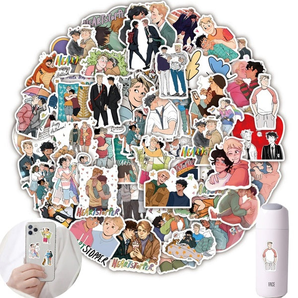 50-25-10pcs Heartstopper Stickers Heartstopper Graffiti Stickers for DIY Luggage Laptop Skateboard Motorcycle Bicycle Stickersfor Decorative Scrapboo