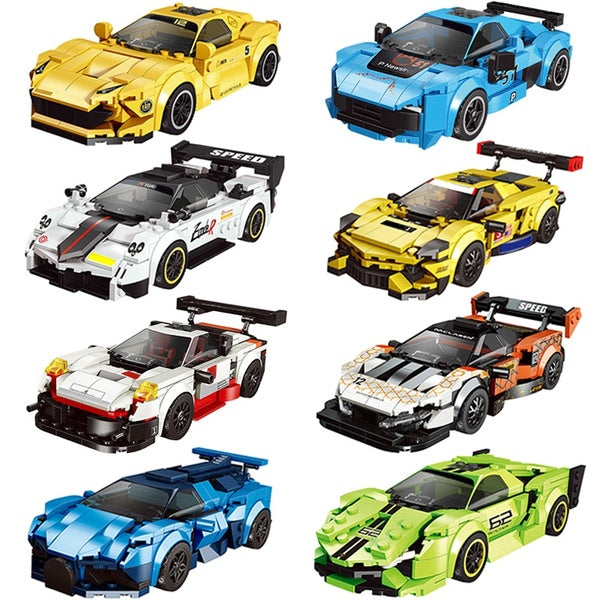 New Mini Super Racing Car Building Blocks Model Cars Toys DIY Bricks Kits for Kids Children Gifts