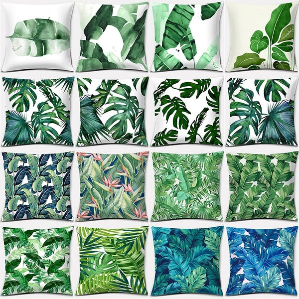 Green leaf series printed square home decoration pillowcase (45cm * 45cm)