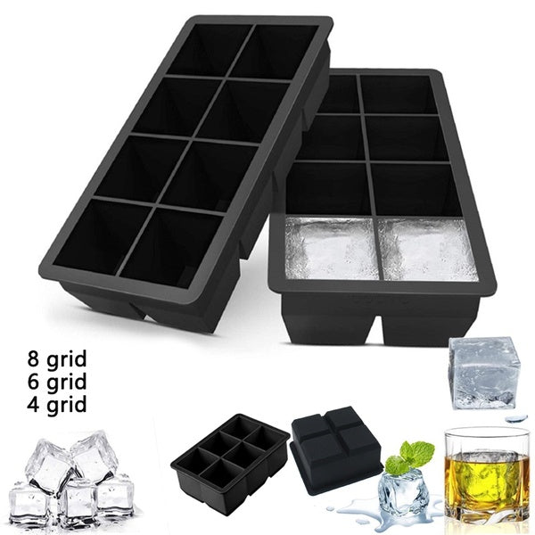 4-6-8 Cavity Square Silicone Ice Mold Big Ice Cube Square Tray Mold Kitchen Accessories Drink DIY Tool for Drinking Whiskey Cocktail Coffee Juice