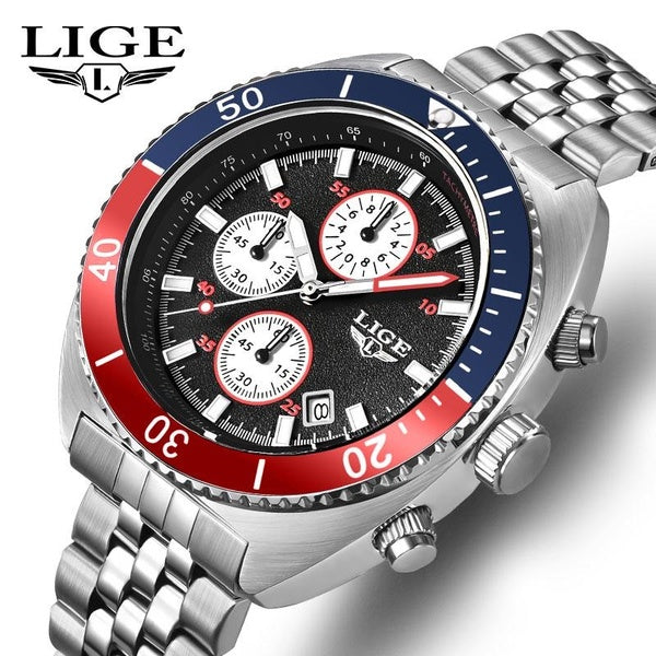 LIGE hommes Sport montre militaire de luxe lumineux chronographe montres à Quartz horloge calendrier étanche montre-bracelet Relogio Masculino