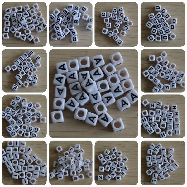 100pcs Alphabet Letters Acrylic Beads for Diy Bracelet Necklace Making 'A-Z' 26 Singer English Letter cube Bead Accessories 6mm Matron Inn