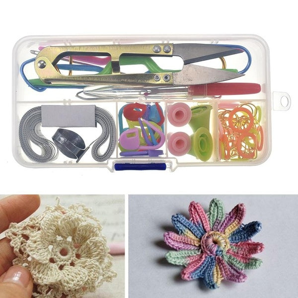 DIY Knitting Tools Kit Crochet Scissors Stitch Weave Accessories Supplies Case