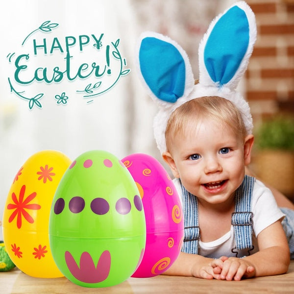 12Pcs Plastic Easter Eggs Surprise, Easter Decoration Gift, 2.36" Fillable Plastic Surprise Eggs, 6 Unique Designs Colors-Perfect to Fill with Candie