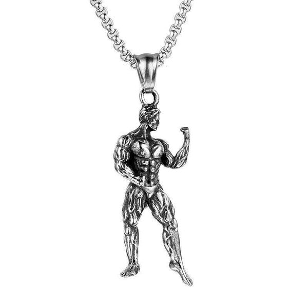 Men's Stainless Steel Fitness Workout Gym Bodybuilding Pendant Necklace