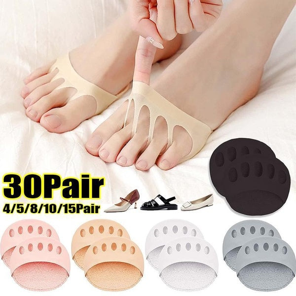 4 -5 -8-10-15-30 Pair Five-finger Socks Open Toe Forefoot Insole Shoes Pads High Heel Insole Anti-Slip Foot Protection Cushions Sponge Pain Relief So