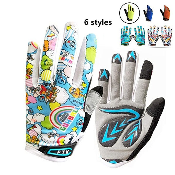 Kids Full Finger Cycling Gloves 1 Pair Non-Slip Touch Screen for Youth Running Sporting Road Bicycle Training for S M L XL Age 2-11
