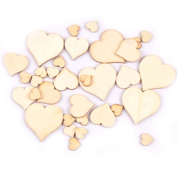 50 pièces coeur mixte bois bricolage artisanat décoration de la maison artisanat ornements en bois à la main Scrapbooking accessoires 10-20 - 30mm MT