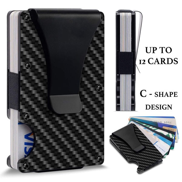 Aluminum Metal Wallet RFID Blocking Minimalist Carbon Fiber Wallet Credit Card Holders Slim Wallet Money Clip