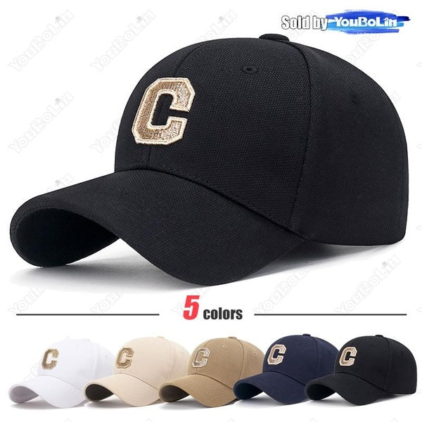 Nouvelle casquette de baseball rigide en coton de haute qualité, tissu d'ananas élastique, fil d'or, broderie artisanale, lettre C, style papa, mode