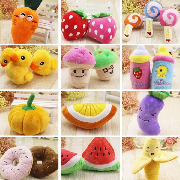 20 Styles Cute Dog Toys Puppy Kitten Chew Squeaky Toy Pet Cat Favor Plush Toys Small Dogs Molar Toys