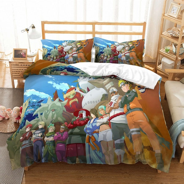 3D Naruto Pattern Duvet Cover with Pillow Cover Bedding Set Single Double Twin Full Queen King Size Bed Set for Bedroom Decor