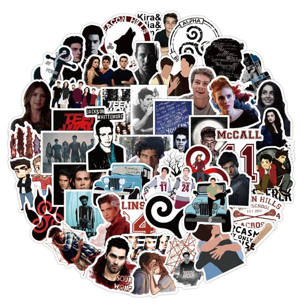 15-50 PCS Teen Wolf Stickers PVC Graffiti Stickers for Suitcase Luggage Fixed Gear Bicycle Laptop Guitar Waterproof Decal