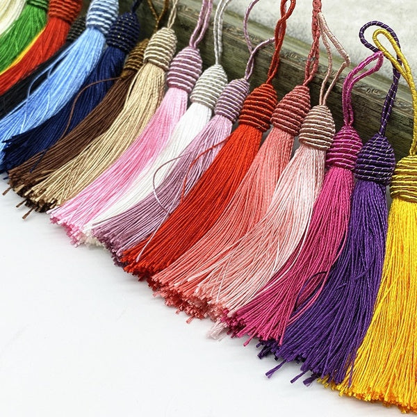 8pcs Silk Tassel Pendant 15cm Silk Tassels Fringe Sewing Crafts Supplies Hanging Rope with Ring Tassel DIY Home Curtain Decoration