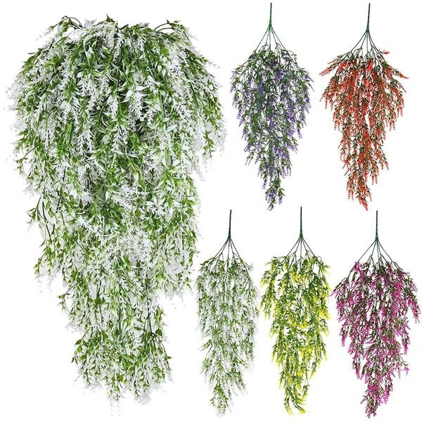 1-2-4-6PCS Artificial Hanging Plant Lavender,for Indoor Outdoor Hanging Plants,UV Protection,garden Porch Window Frame Home Wedding Farmhouse Decorat
