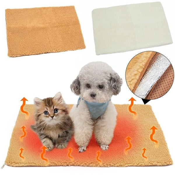 Warm Lambswool Self-Warming Pet Bed Pad, Self-Heating Thermal Cat And Dog Bed Mat, Pet Warming Pad For Cats, Cat Warmer Mat For Dog And Indoor Cats(2