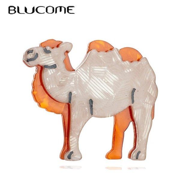 Blucome Acrylic Camel Brooches For Women Badge Resin Brooch Collar Hijab Pins Scarf Hat Clothes Corsage Accessories Jewelry Matron Inn