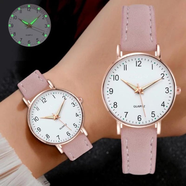 Nouvelle montre lumineuse de luxe montre pour femme rétro en cuir givré montre de mode femmes horloge à Quartz cadeau pour les femmes