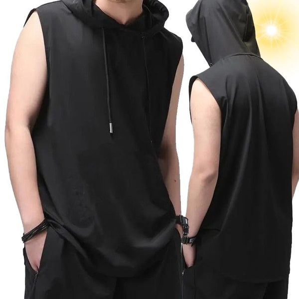 Sleeveless Hoodies For Men, Soft And Breathable Stretch Workout Vest, Casual Hooded Tank Top, Moisture Wicking Active Athletic Muscle T Shirt For Gym