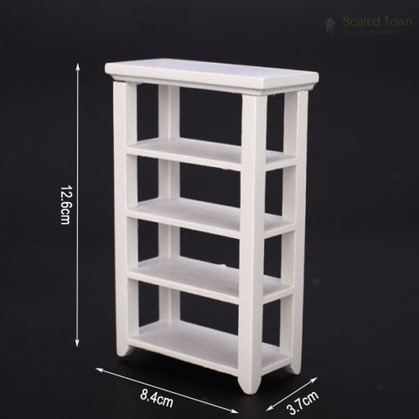 1-12 Dollhouse Miniature Living Room Furniture Wooden 4 Layer Flower Storage Rack Display Shelf Stand Home Garden Decor White