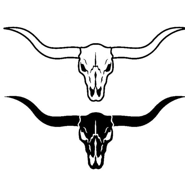 2pcs, Longhorn Skull Night Reflective Stickers Vinyl Decal Car Window Sticker
