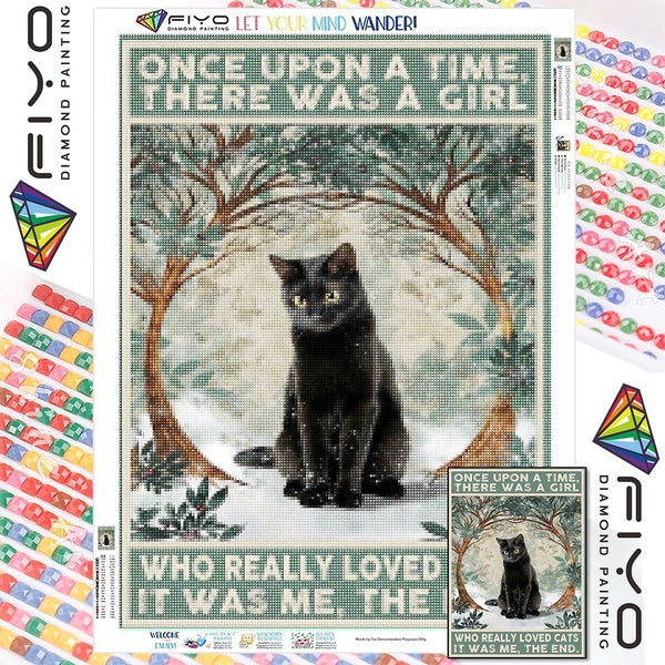FIYO DIY 5D Cat Diamond Painting Full Drill with Number Kits Home and Kitchen Fashion Mosaic Diamond Painting Canvas Wall Decoration Gift Crafts for