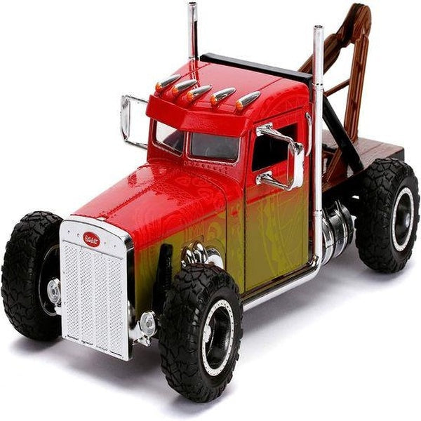 Jada Toys Fast & Furious Hobbs and Shaw Custom Peterbilt Truck Car Tuning Model 1:24 Opening Doors Wheel Red-Yellow Matron Inn