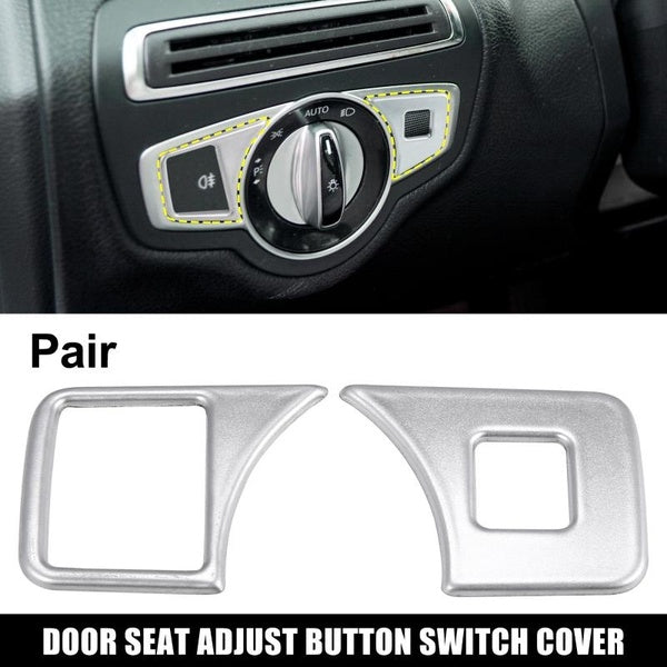 X AUTOHAUX Pair Car Headlight Switch Button Trim Cover Interior Accessories Decoration for Mercedes Benz a B C E GLK GL ML Class for Golf Jetta Bora