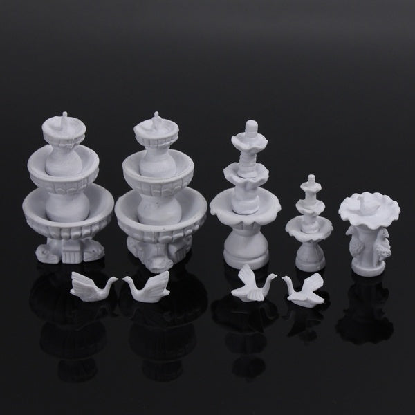 9pcs Model Sculpture Fountain Set HO 1:87 Scale Architecture Model Building Train Railway Kit Garden Scene Accessories