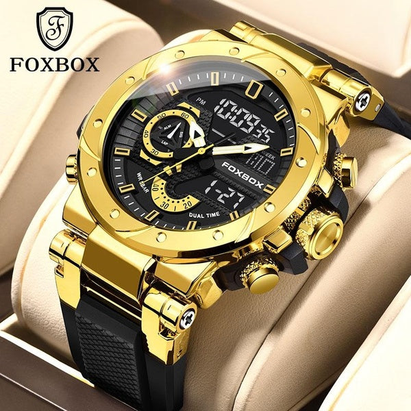 LIGE FOXBOX Luxury LCD Display Men Wristwatches Waterproof Quartz Male Clock Luminous Sport Man Watch Relogio Masculino 2024