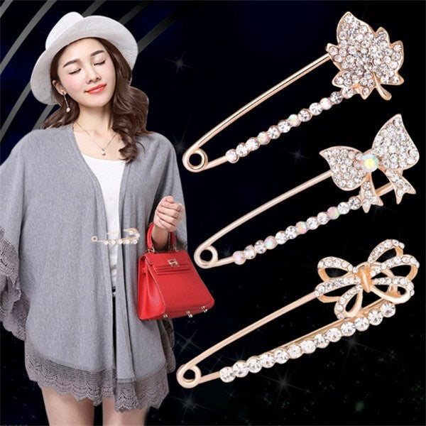 14 Types Luxury Jewelry Accessories Crystal Flower Pins Brooches Scarf Collar Lapel Pins Women Jewelry Gifts Matron Inn