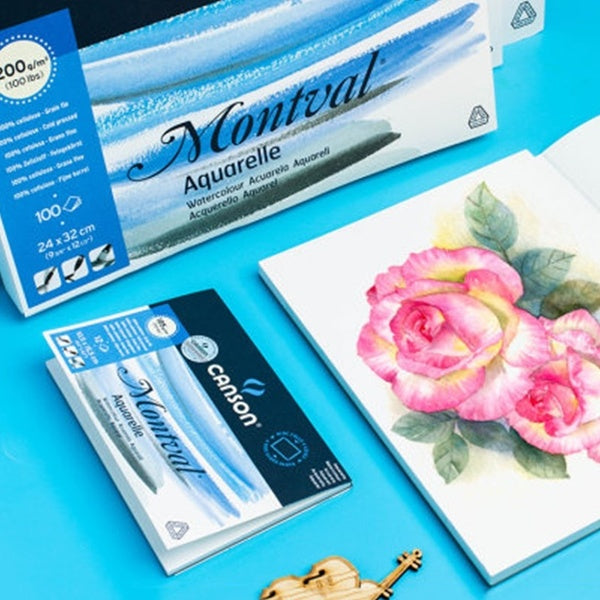 CANSON Montval 12 Sheets Aquarelle Paper Watercolor Book-Pad 185g-m² Hand Painted Book Small Watercolor Paper Aquarell Edition