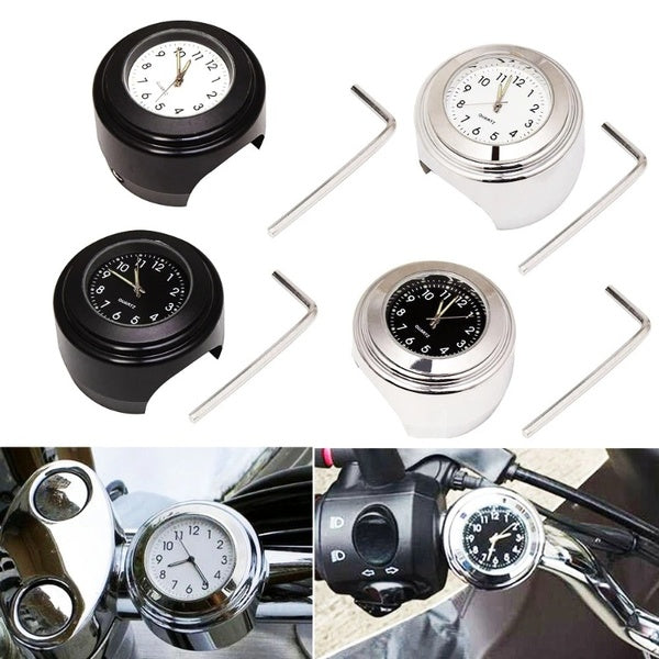 Motorcycle Quartz Clock Universal 7-8" to 1" Waterproof Chrome Motorcycle Bike Handlebar Mount Watch Dial Clock Aluminum Luminous Clock Motorcycle Ac
