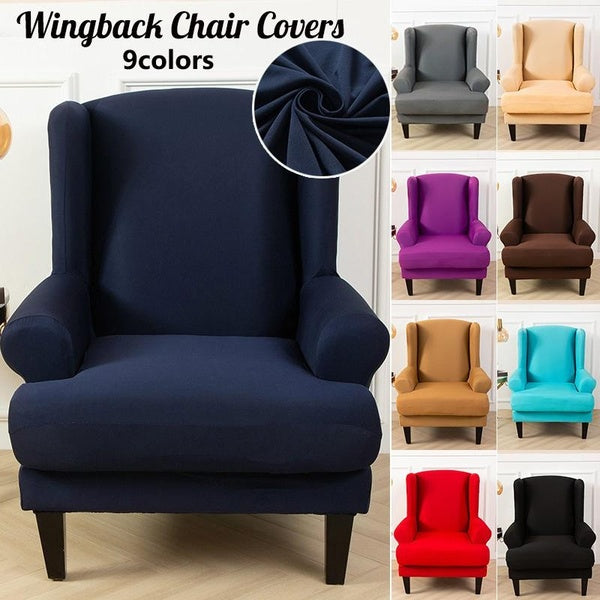 9 Colors Wingback Chair Covers Spandex Elastic Recliner Wing Arm Sofa Cover Stretch Slipcover Solid Color Wing Chair Covers Protector
