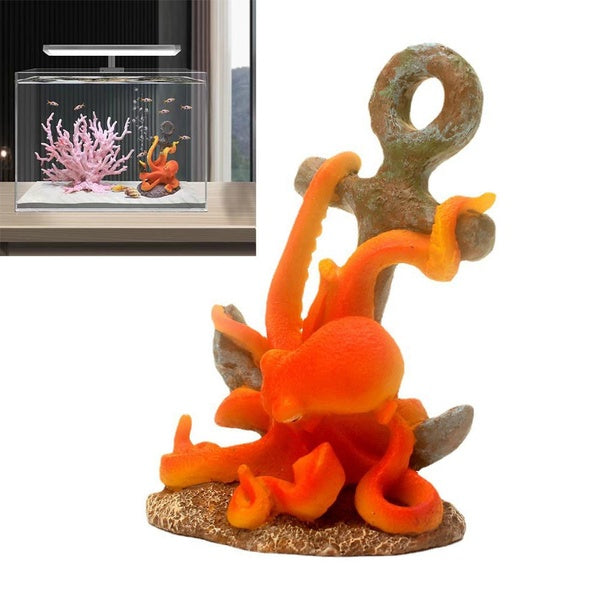 Resin Octopus Aquarium Decoration Fish Tank Plant Decor Vivid Simulation Landscape Ornament