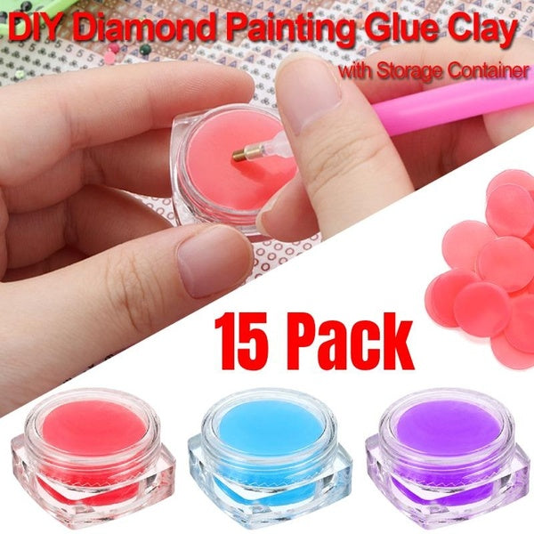 15 Pack Diamond Painted Glue Clay with Storage Box DIY Diamond Embroidery Accessories Cross Stitch Drilling Mud Wax Point Drill Tools