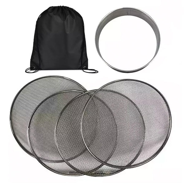 ToolTreaux Interchangeable Fine Mesh Sieve Set Gardening Tools Gold Panning Equipment, 6pc