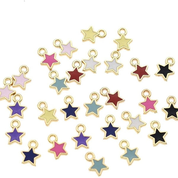 40pcs Multiple Colour Enamel Alloy Mini Star Charms Necklaces Bracelets Jewelry Accessories for DIY