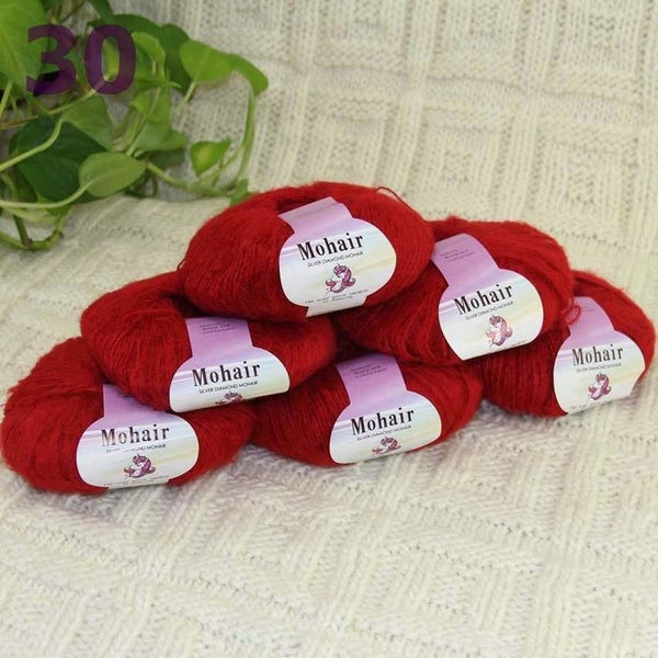 Sale New 6Balls x 25gr Yarn For Knitting Mohair Wool Soft Yarn Fingering Baby Crochet Yarn Threads Crochet #30 Lipstick # Professional sales of yarn