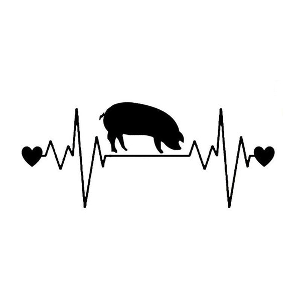 Car Stickers Decor Motorcycle Decals Cool Pig Boar Heartbeat Decorative Accessories Creative Sunscreen Waterproof PVC,17cm*8cm