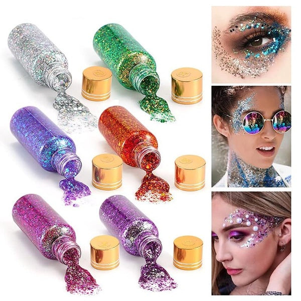 Mermaid Chunky Glitter Gel Chameleon Glitter Body Gel Festival Glitter Cosmetic for Face Body Hair Nails Makeup Scale Polarized Sequins Glitter Eyesh
