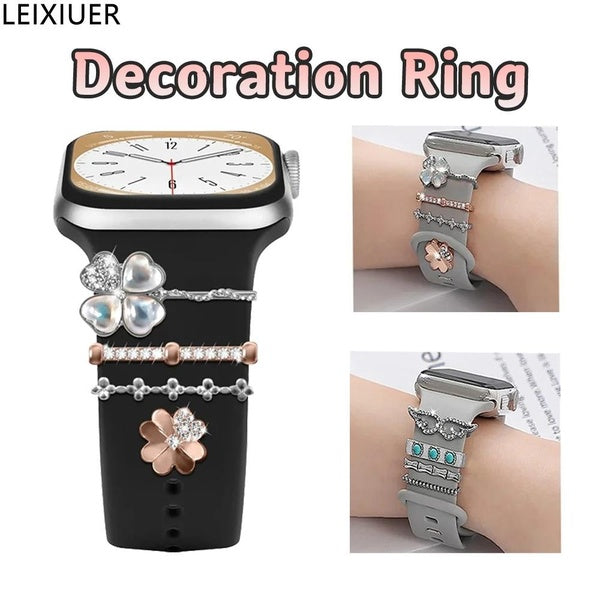 LEIXIUER Metal Decoration Ring for Strap for Apple Watch Band for Huawei Watch Strap for Samsung Watchband Decorative Charms Jewelry Diamond for IWat