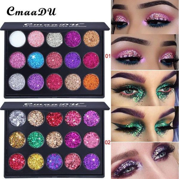 CmaaDu Diamond Glitter Eyeshadow Pallete Shimmer Eye Shadow Pallete Fashion New Girl Must-have Beauty Eyes MakeUp Powder Pallete Korea Cosmetics