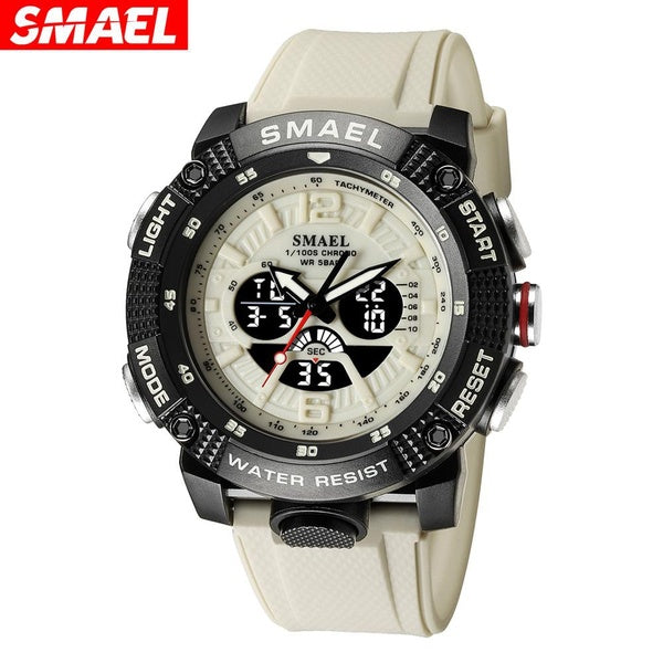 SMAEL étudiant montre de Sport en plein air mode LED chronomètre numérique Quartz analogique montre-bracelet double temps étanche montres cadeau