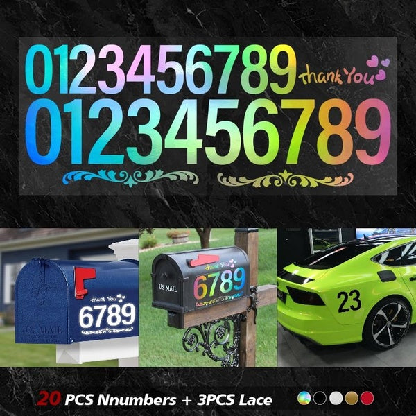 23PCS 4" 0~9 Number Reflective Stickers Decal for Car Zip Code Mobile Phone House Number